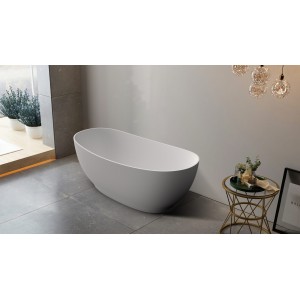 Layla Super Slim Edge Oval Shape Matt White Freestanding Bathtub 1500